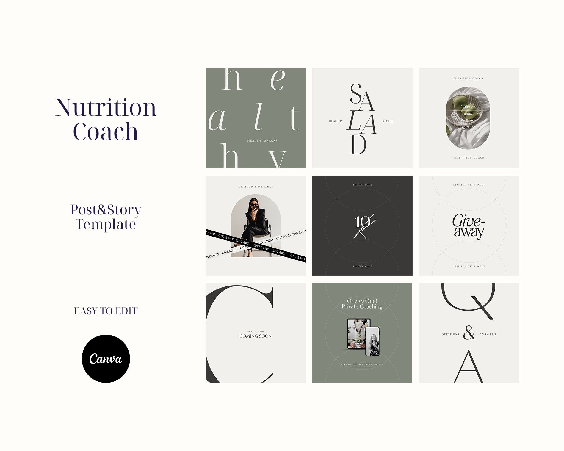 Nutrition Coach Instagram Template | Canva Instagram Post | Health ...
