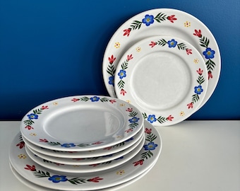 Tulowice Poland Vintage Floral Porcelain Flat Plate - Vintage Tulip Pattern Plate - Tulowice Flower Daily Dinnerware Set