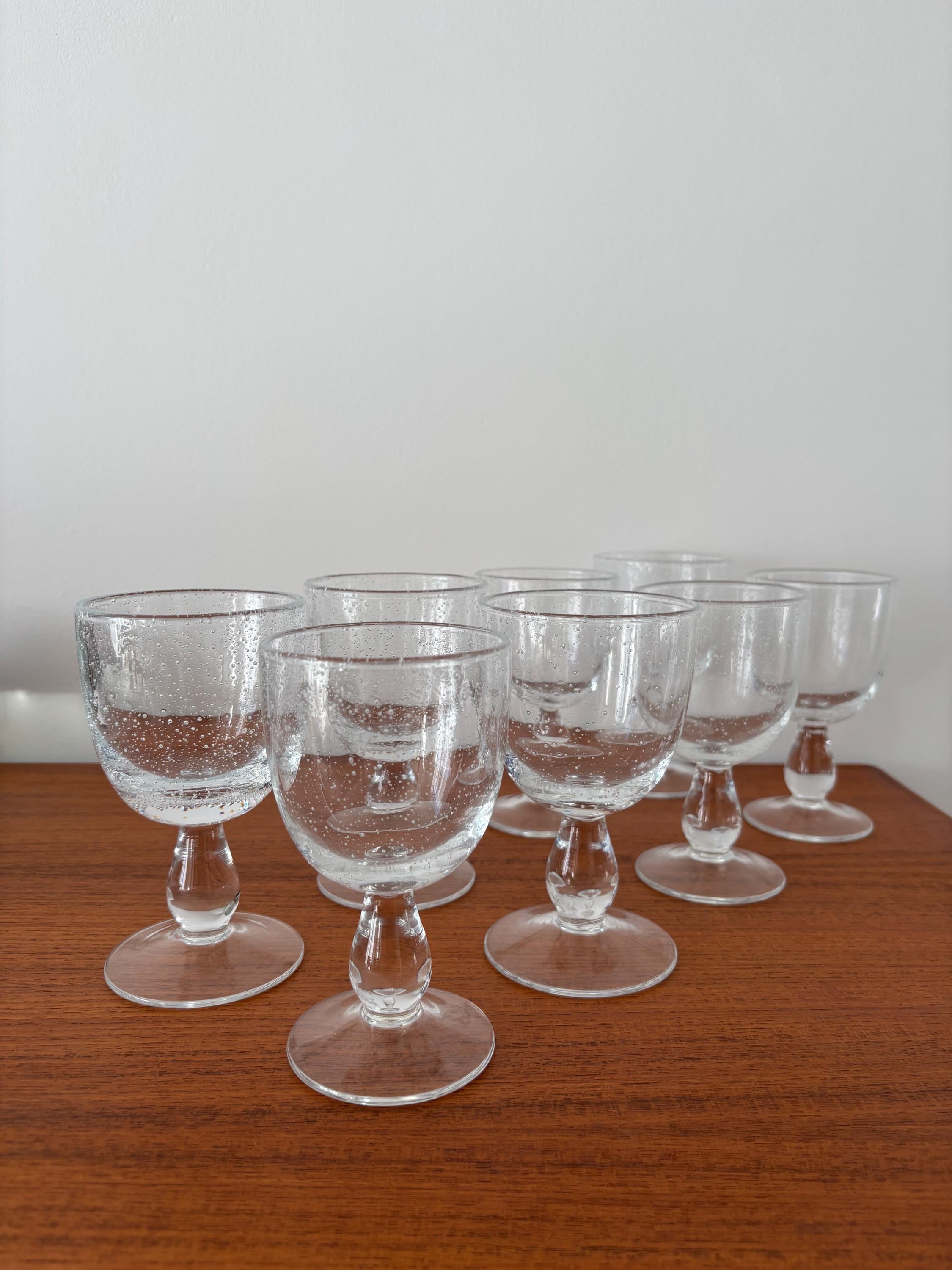 Lot De 5 Verres à Pied En Verre Bullé Transparent – Style Biot – Occasion