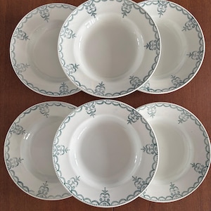 Set of Vintage iron earthenware soup plates Moulin des Loups Saint-Hamage Colonial model old earthenware