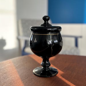 Bonbonnière cristal noir decoration fait main en france vintage, artisan breton français