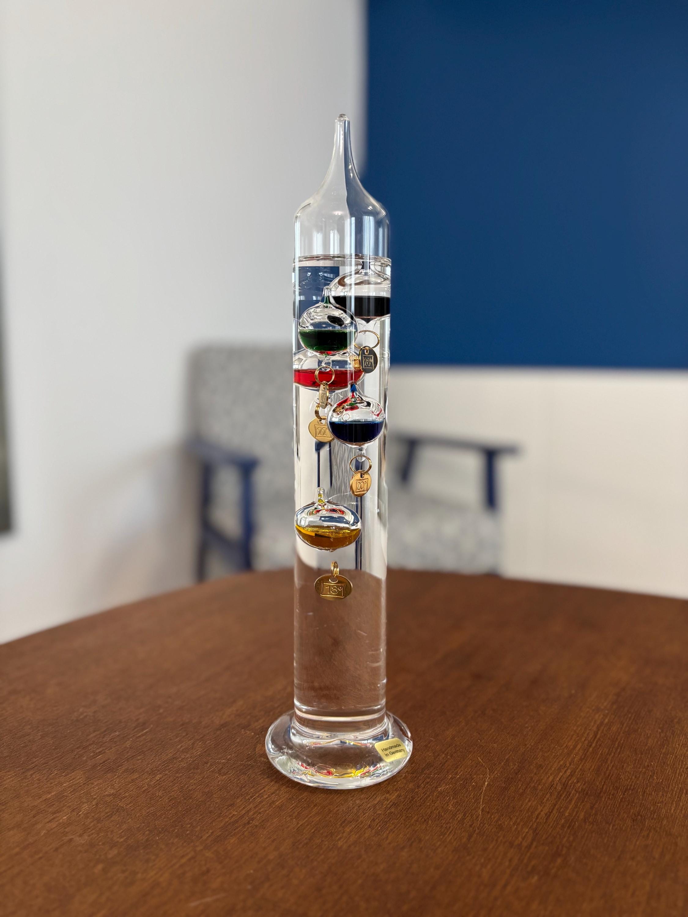 large blue glass galileo thermometer - useful decoration vintage thermometer decorative art glassware