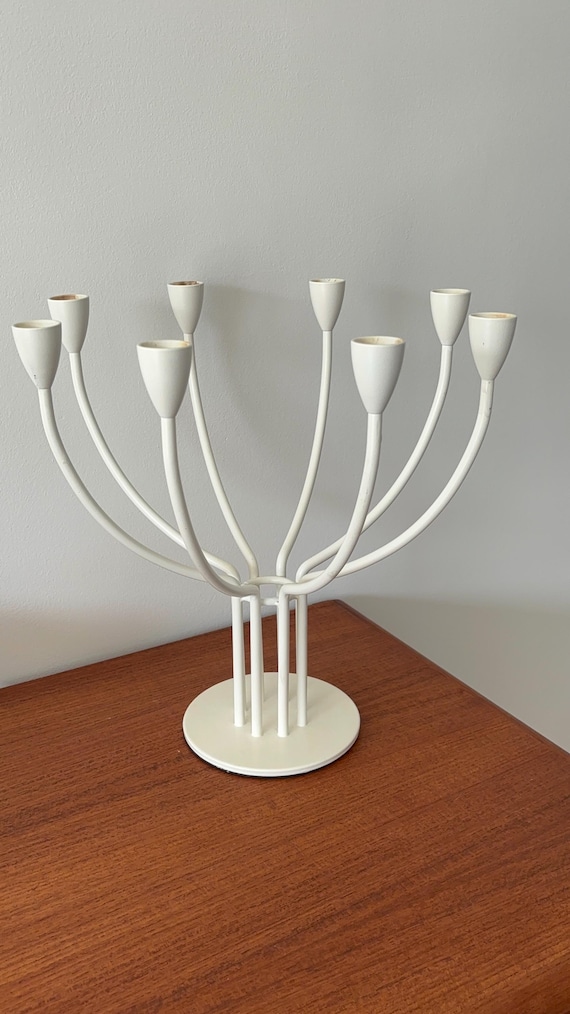 Vintage IKEA Stockholm Kerzenhalter - 8-armiger weißer Kerzenständer, minimalistisches skandinavisches Design - Retro Kerzenhalter, Wohndeko