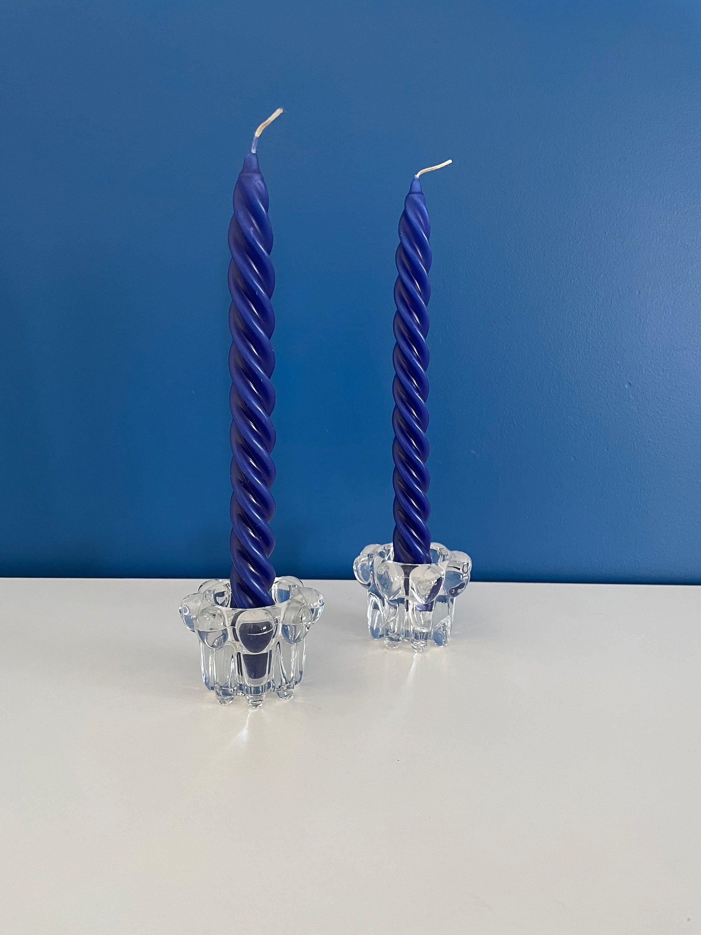 Paire de bougeoirs vintage en cristal