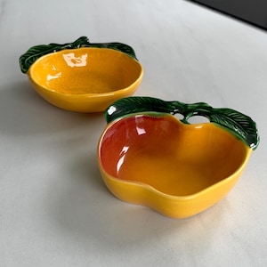 Ramequin Vintage Céramique Motif Fleurs Tons Orange – Années 70