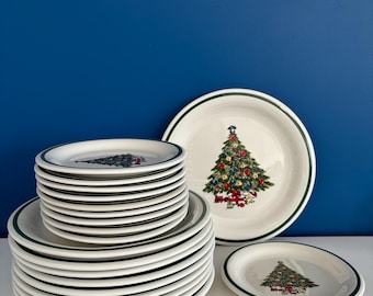 Assiettes à Dessert Noël Pottery Barn - Thème Renne Grange - Neuves