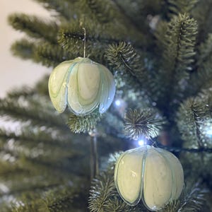 lot de 3 ornements vintage en verre - decoration noel - boule de noel - ornements fleur vintage verre - boule sapin de Noël en verre vintage