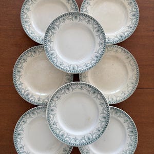 Set of 8 ironstone plates from Saint Amand and Hamage, Wilbur model - old ironstone earthenware from the early 20th century