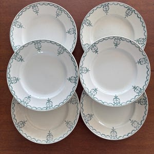 Set of 6 Vintage Moulin des Loups Saint-Hamage Flat Plates Colonial Model old earthenware