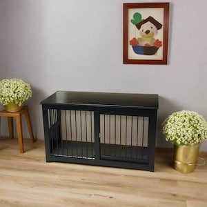 Custom Wood Dog House Shelter with Stylish Aluminum Bars | Pet Kennel Crate from small to large sizes, different colors