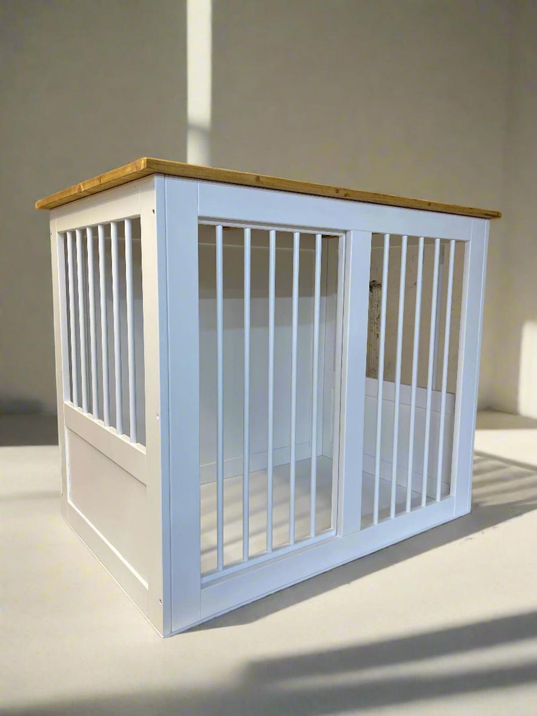 Custom Wood Dog House With Aluminum Bars: 2-in-1 Crate & Table - Etsy