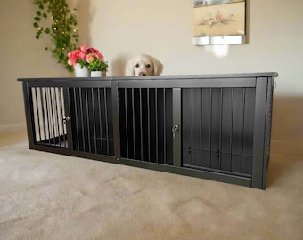 Handmade Double Dog Kennel: Natural Wood Large Pet House