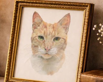 Ginger Tabby Cat Pencil Drawing Print: "Simba" Portrait (A4 and A5 Digital Download)