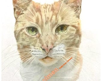 Ginger Tabby Cat Pencil Drawing Print: &quot;Simba&quot; Portrait (A4 and A5 Digital Download)