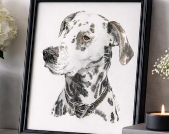 Dalmatian Pencil Drawing Print: "Tinky" Portrait (A4 and A5 Digital Download)