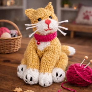 Knitting Pattern - Kitten Paws soft toy cat - Instant download