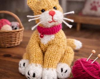 Knitting Pattern - Kitten Paws soft toy cat - Instant download