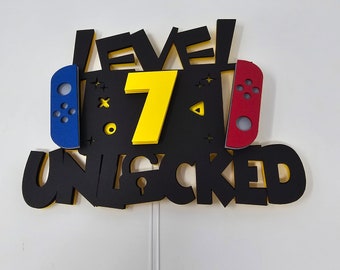 Custom Game Controller Cake Topper, Level Unlocked, Birthday Age