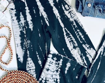 Hard Tail Forever Tie Dye Fold Over Flare Yoga Pants Y2K Boho Size S