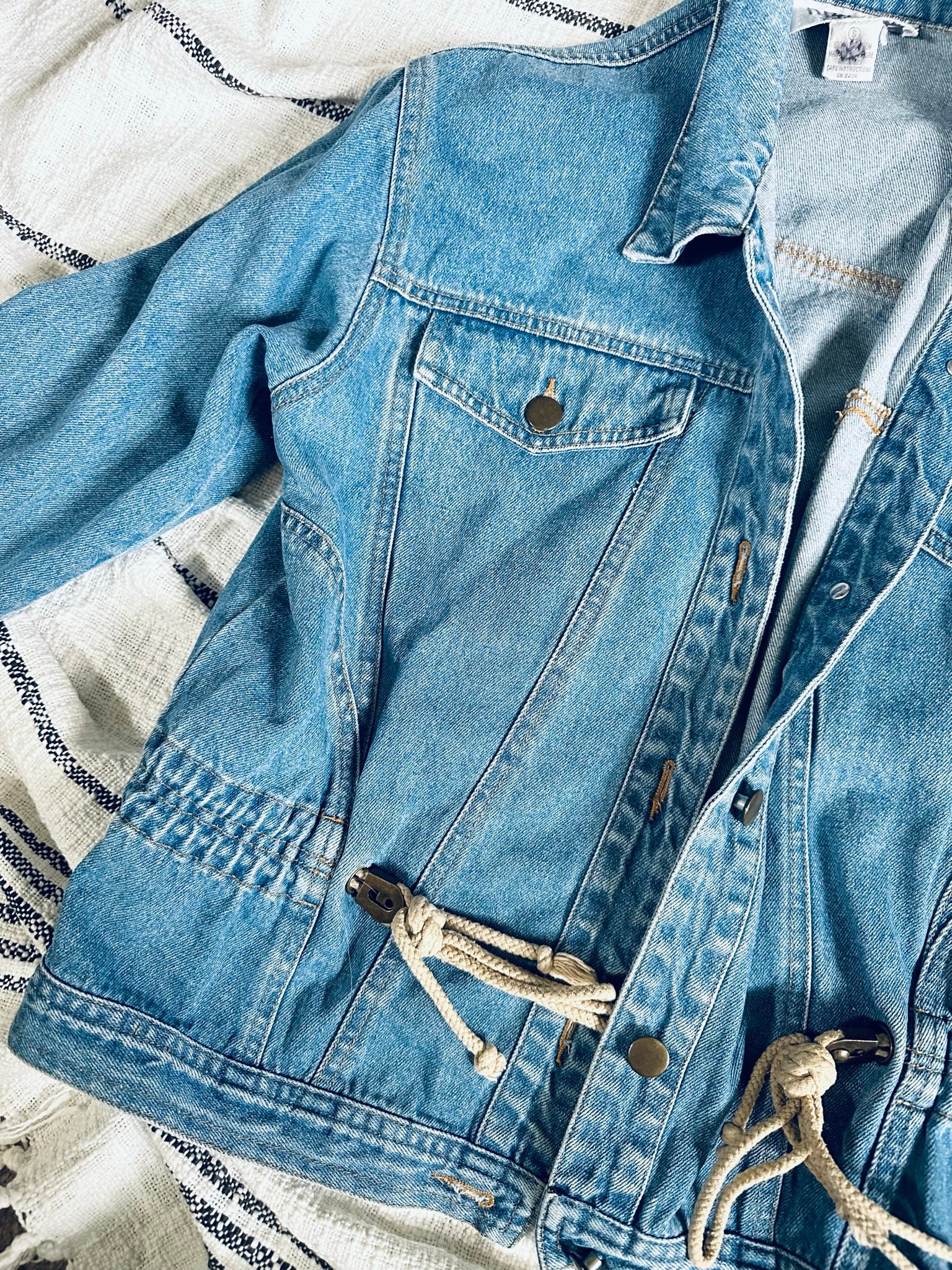 Vintage 80s/90s Cinched Waist Rope Detailed Denim Jacket - Etsy