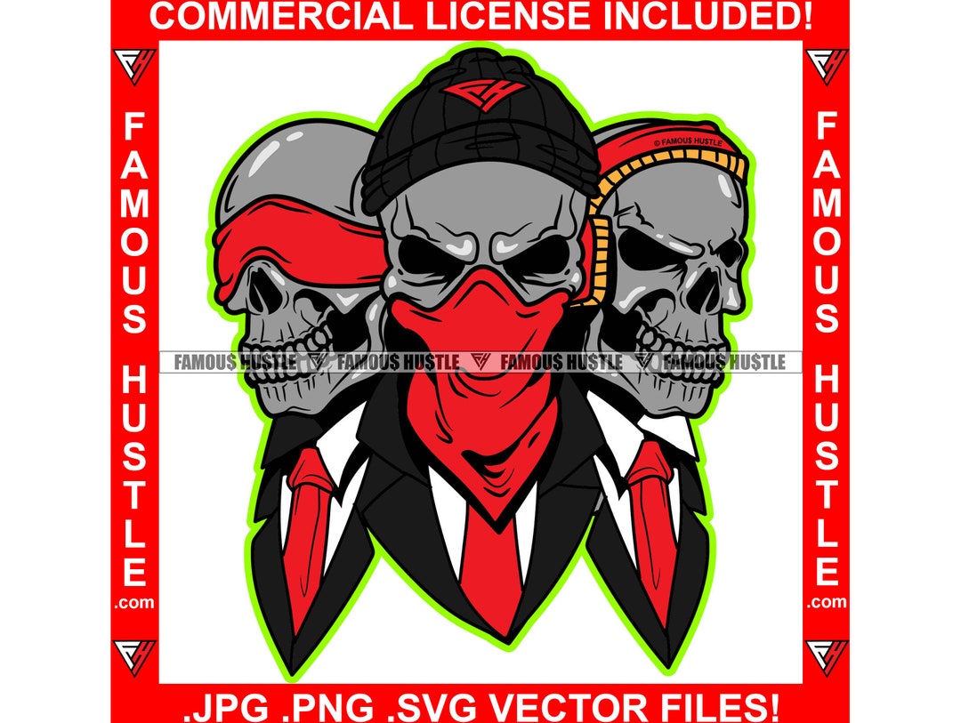 Hear Speak See No Evil Gangster Skull Skeleton Gang Member Bandana Mask