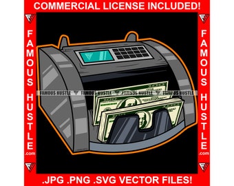 Máquina contadora de dinero Hustle Trap Mafia Boss Rich Cash Stack Plug Ghetto Hip Hop Rap Rapper Hustling Hood Thug Tattoo Art Logo JPG PNG SVG