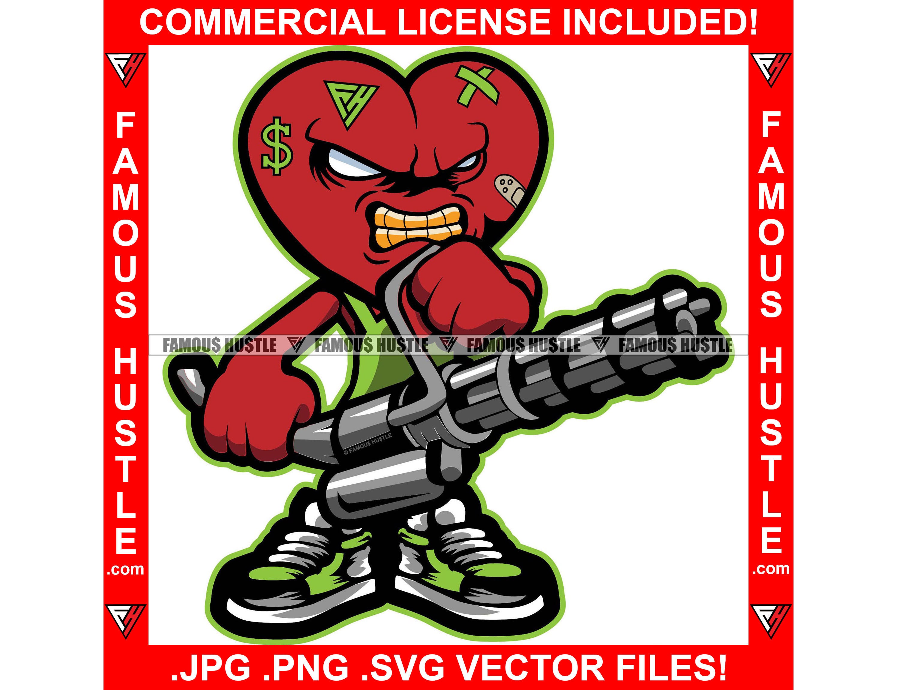 Gangster Heart Gold Teeth Face Tattoo Hustle Rap Bandage Etsy