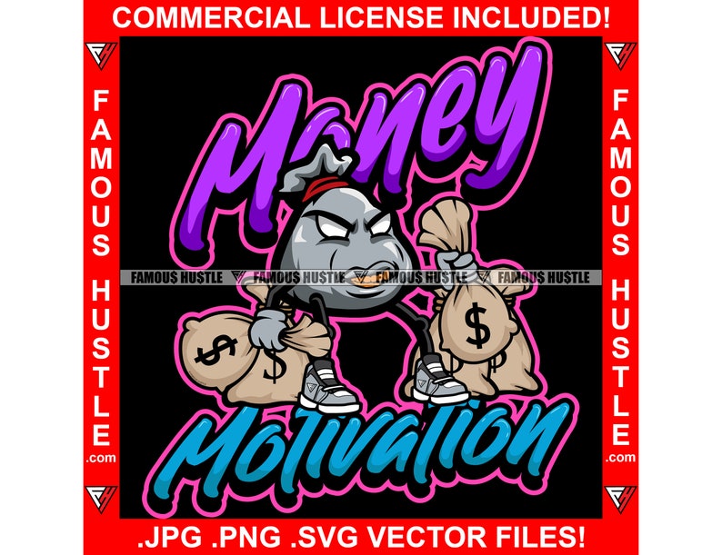 Money Motivation Gangster Money Bag Gold Teeth Holding Cash Bags Trap ...