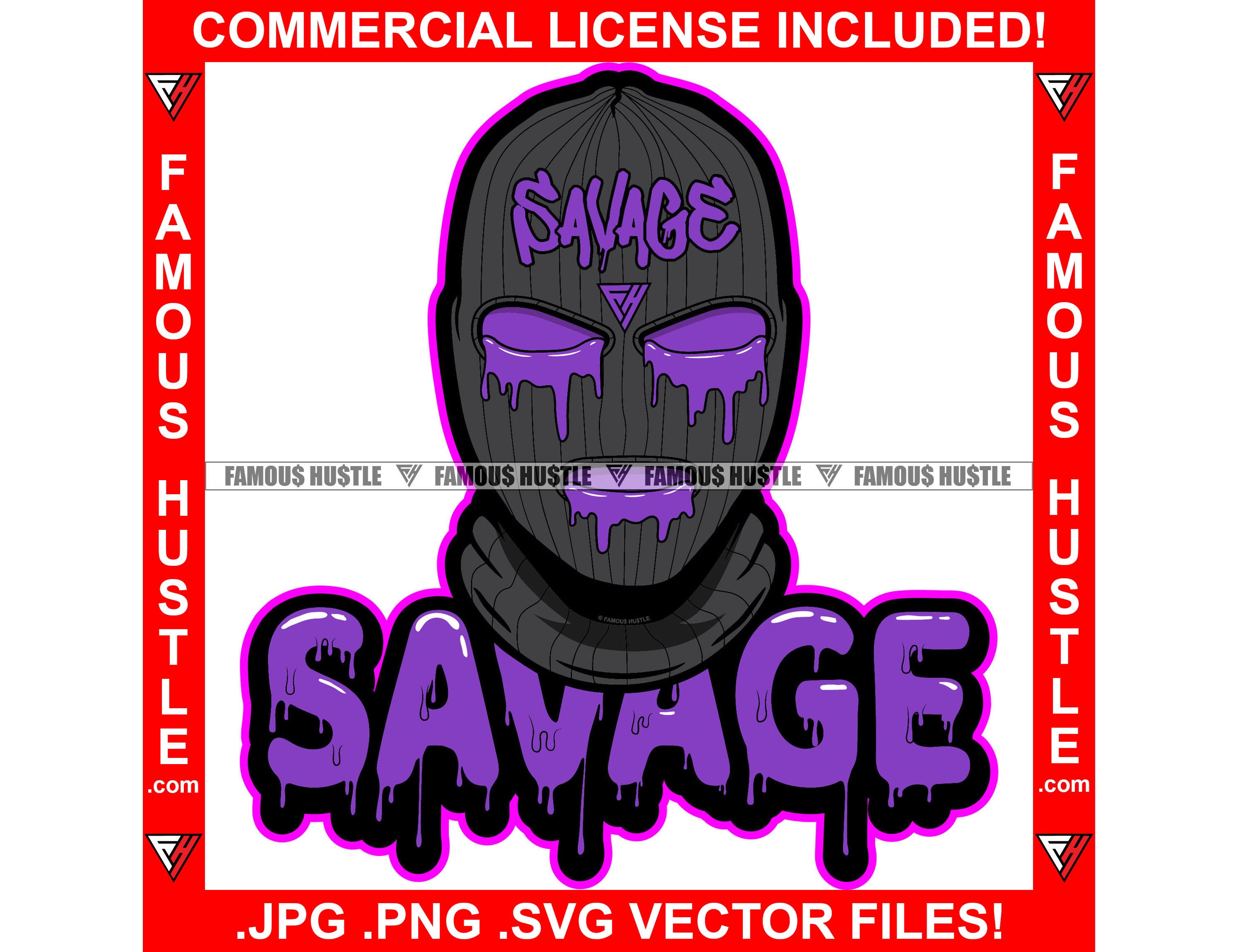 Savage Gangster Ski Mask Dripping Drip Purple Lean Drink Drank Tattoo ...