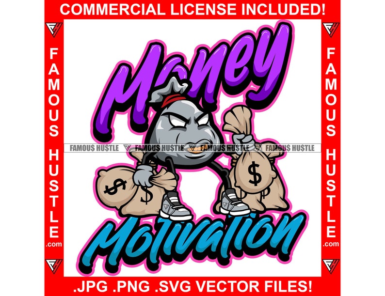 Money Motivation Gangster Money Bag Gold Teeth Holding Cash Bags Trap ...