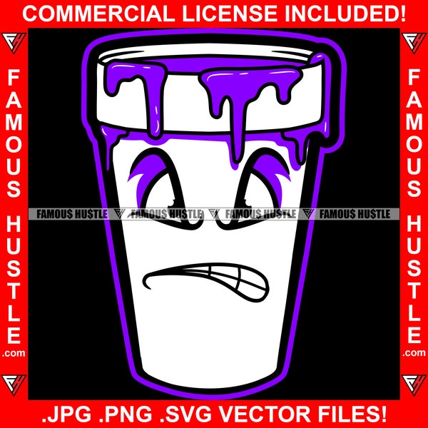 Trap Star Gangster Hustle Purple Drink Cup Dripping Lean Mean Face Hip Hop Rap Gold Chain Sneakers Trapper Gang Hood Tattoo Logo JPG PNG SVG