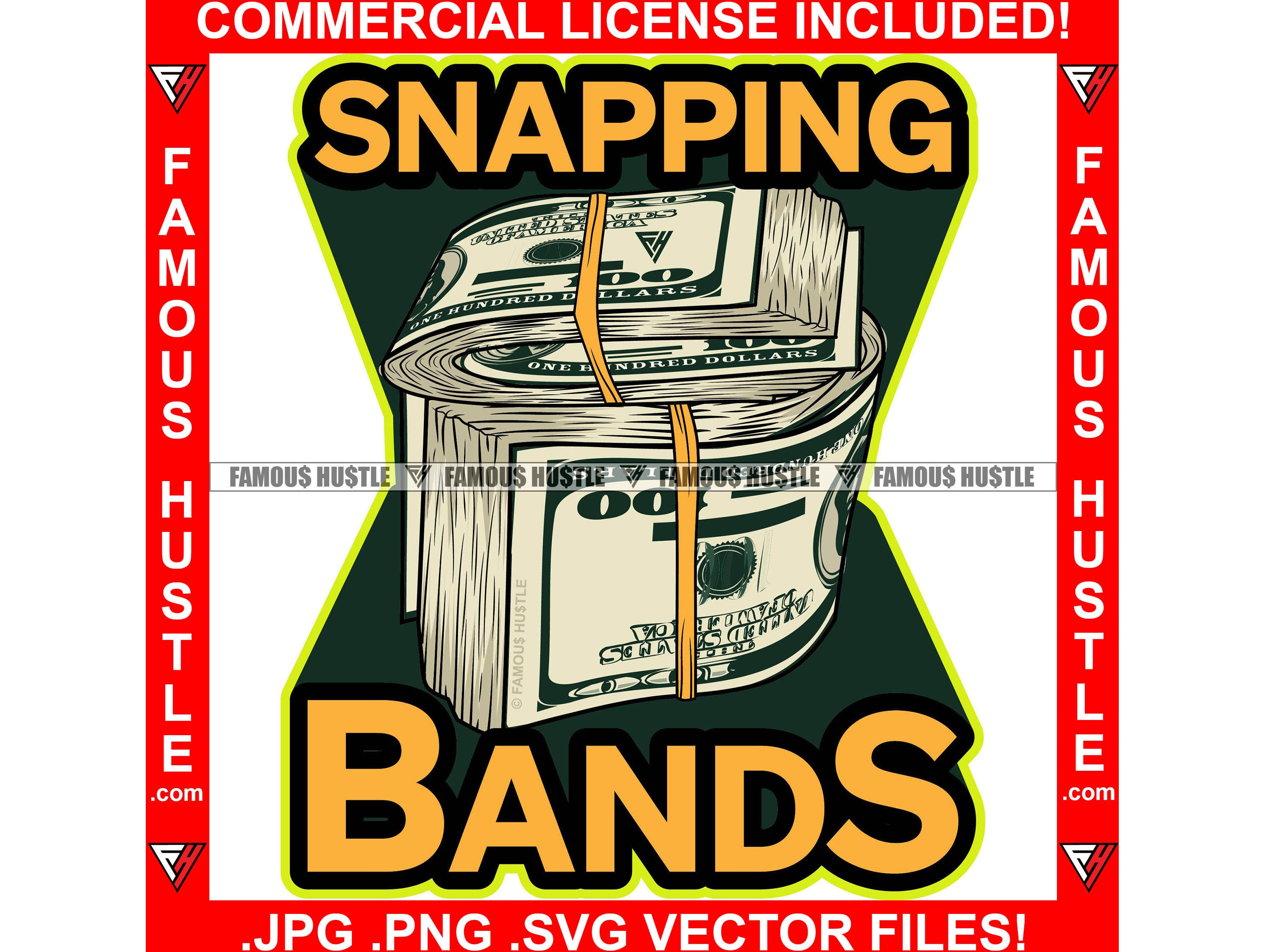 Snapping Bands Rubber Band Cash Knot Hustle Money Stack Mafia Boss Trap
