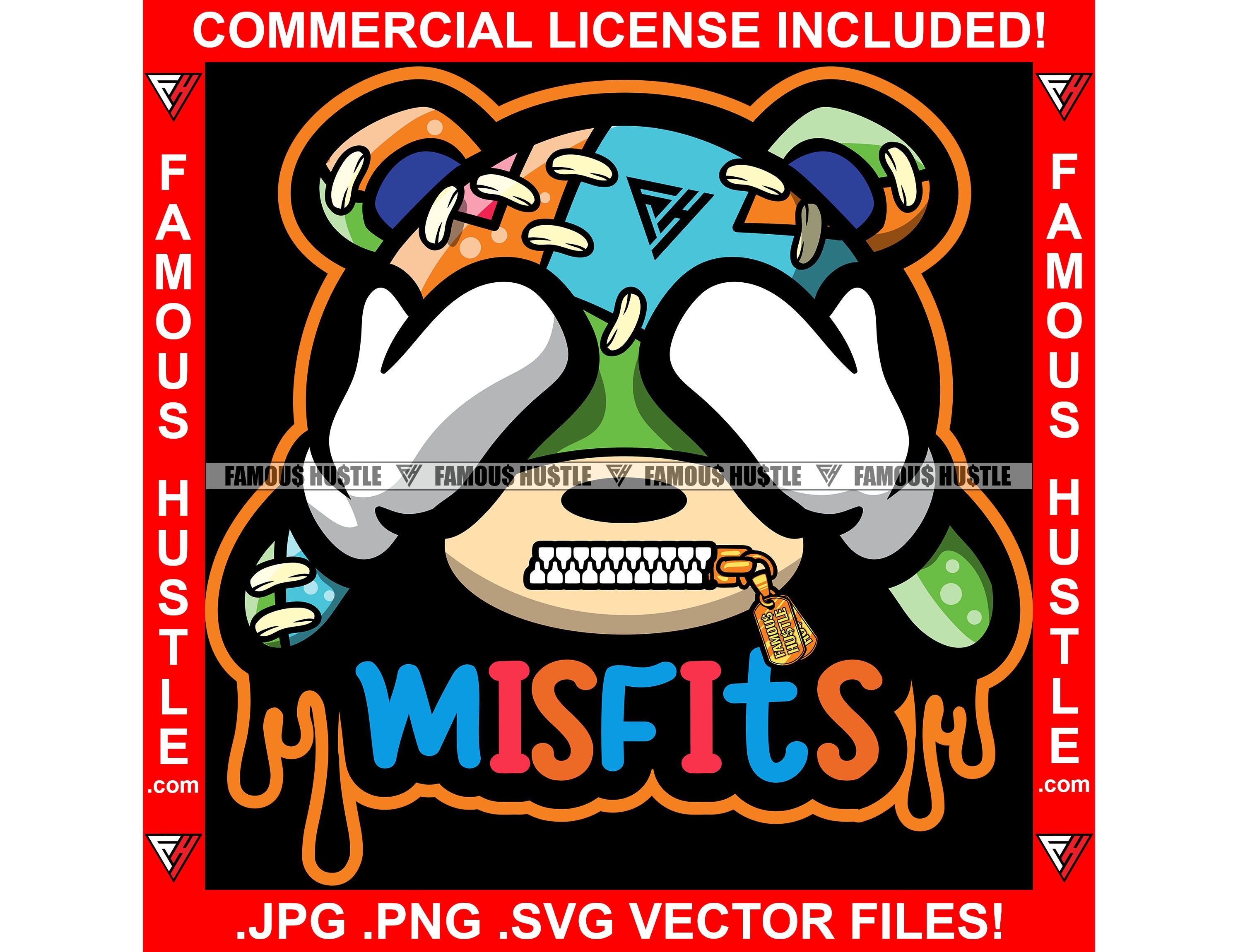 Misfits Horror Teddy Bear Voo Doo Doll Zipper Mouth Stitched Face ...