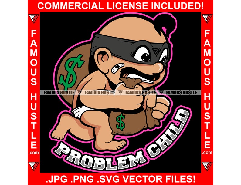 Problem Child Gangster Baby Holding Money Bag Angry Face Mafia Boss