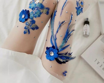 Fashion Embroidered Tights - Vintage Trending tights - Luxury Rhinestone Set Tights - Boho Tights - Bohemian Tights