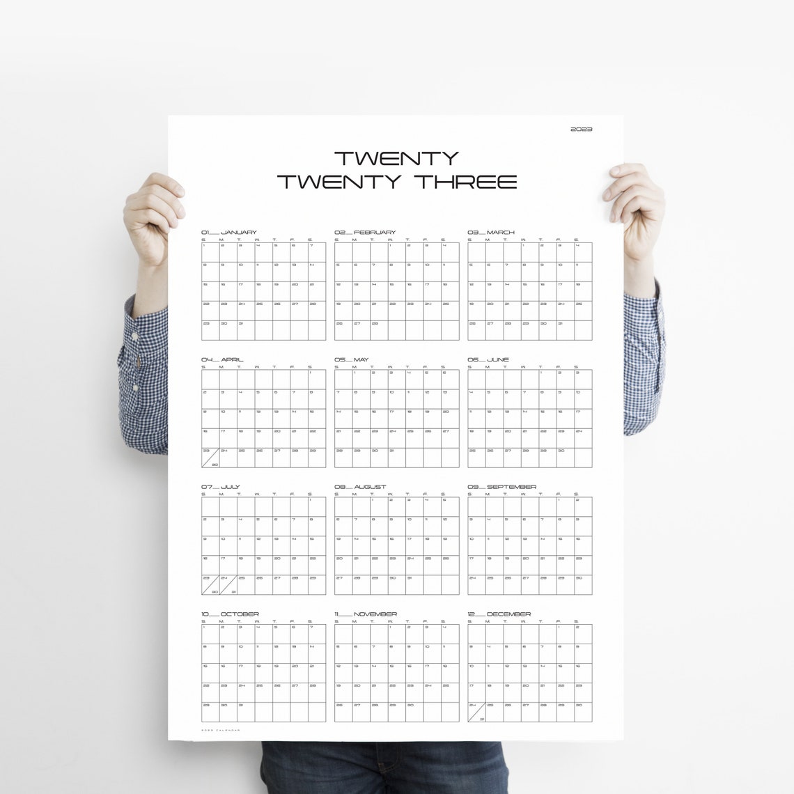 Printable 2023 Wall Calendar Academic Wall Calendar Etsy