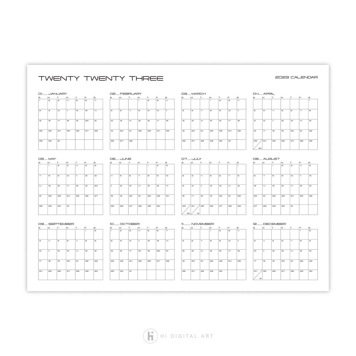 Printable 2023 Wall Calendar Academic Wall Calendar Etsy