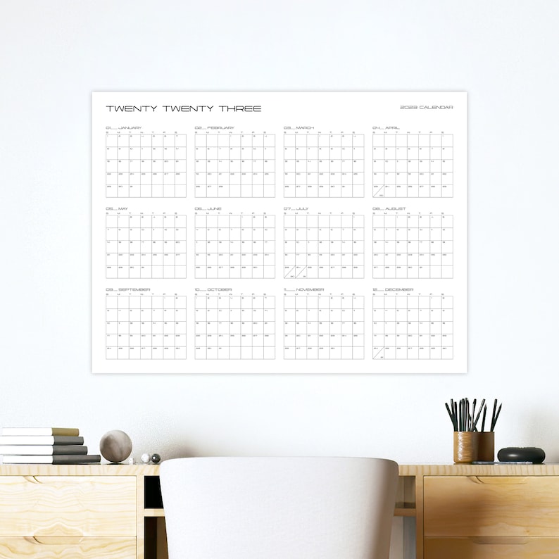 Printable 2023 Wall Calendar Academic Wall Calendar Etsy