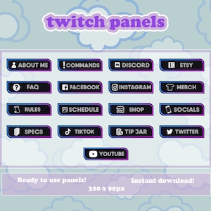 NEW Synthwave Style Twitch Panels - Free to Use - Instant Download!