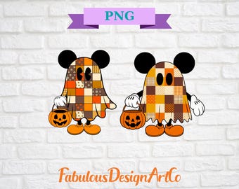Coquette Patchwork Ghost PNG: Digital nedladdning av retro Halloween