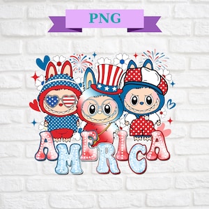 Personaggi di bambole carini 4 luglio kawaii PNG, stile bambola patriottico PNG, festa dell'indipendenza degli Stati Uniti PNG, rosso bianco blu PNG