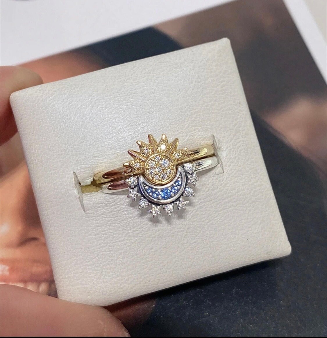Sun and sale moon ring set