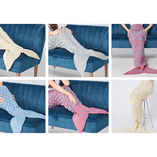 Personalised Embroidered Mermaid Tail, Sofa Blanket Available in Kids and Adult Sizes