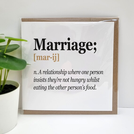 Marriage Noun Wedding Card Anniversary Card Funny Etsy