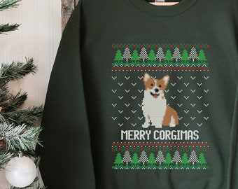 Christmas Corgi Sweatshirt, Ugly Dog Christmas Sweater, Corgi Christmas Shirt, Funny Dog Christmas Shirt, Ugly Christmas Sweater