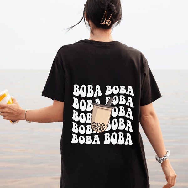 Chemise Boba, T-shirt Bubble Tea, T-shirt Boba Tea Milk Tea, Tee-shirt tendance Back Print, Bubble Tea Tee, Thé au lait, Thé Boba