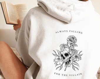 Sudadera con capucha de villano, camisa de villano, regalo de libro para lector, amante de villano, lector de romance oscuro, libro de lector de romance, Booktok, sudadera con capucha Booktok