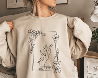 Moletom de artista, presente de artista, carta de tarô do artista, presente para artista, camisa de desenho, suéter de tarô, presente para professor de arte, presente de artista