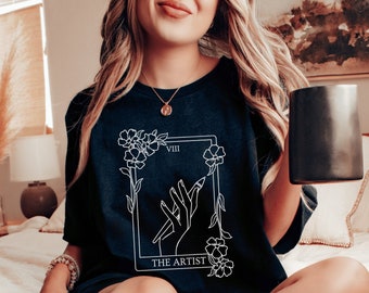 Camisa de artista de tarot, camiseta de artista, carta de tarot del artista, regalo para artista, camisa de dibujo, camisa de tarot, regalo para profesor de arte, regalo de artista