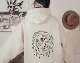 Medusa-tröja, grekisk mytologi-tröja, Medusa-hoodie, gudinna Medusa-tröja, häxgudinna-hoodie, mytologi-hoodie, häxkvinna-tröja